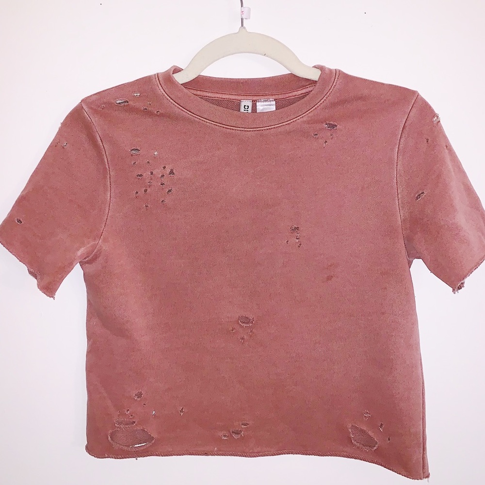 Marron high cut Distressed Top